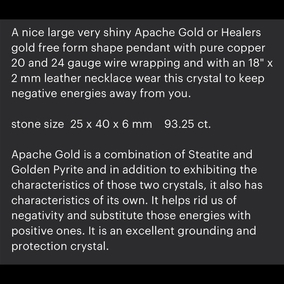 OOAK wire wrapped genuine Apache gold pendant necklace - Picture 3 of 4